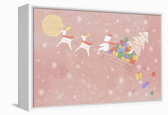 Illustration of Rudolph and Sleigh-null-Framed Premier Image Canvas