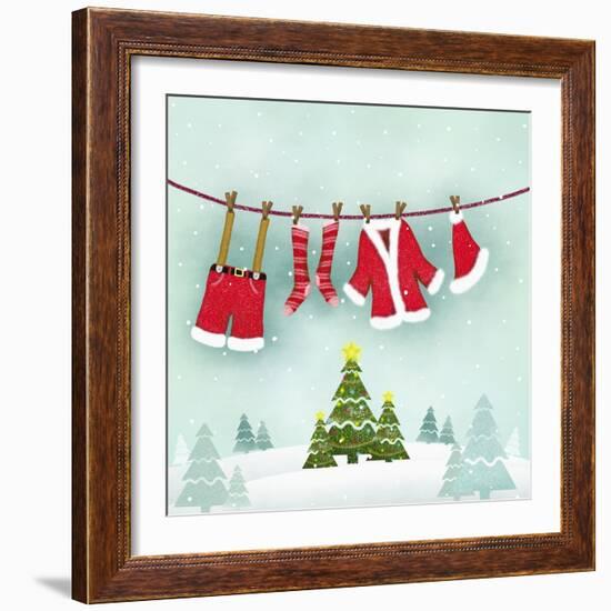 Illustration of Santa Clothes Hanging Outside-null-Framed Giclee Print