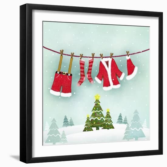 Illustration of Santa Clothes Hanging Outside-null-Framed Giclee Print