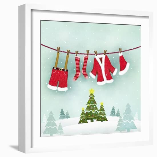 Illustration of Santa Clothes Hanging Outside-null-Framed Giclee Print