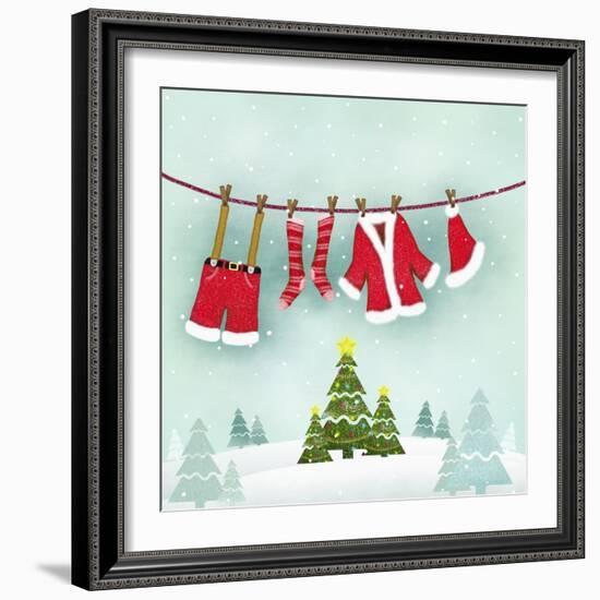 Illustration of Santa Clothes Hanging Outside-null-Framed Giclee Print