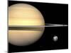 Illustration of Saturn and Earth to Scale-Stocktrek Images-Mounted Photographic Print