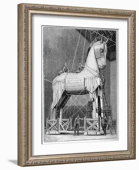 Illustration of Set Builders Working on a Trojan Horse-Stefano Bianchetti-Framed Giclee Print