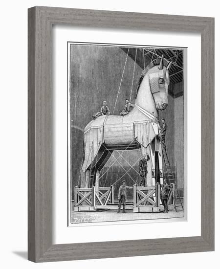 Illustration of Set Builders Working on a Trojan Horse-Stefano Bianchetti-Framed Giclee Print