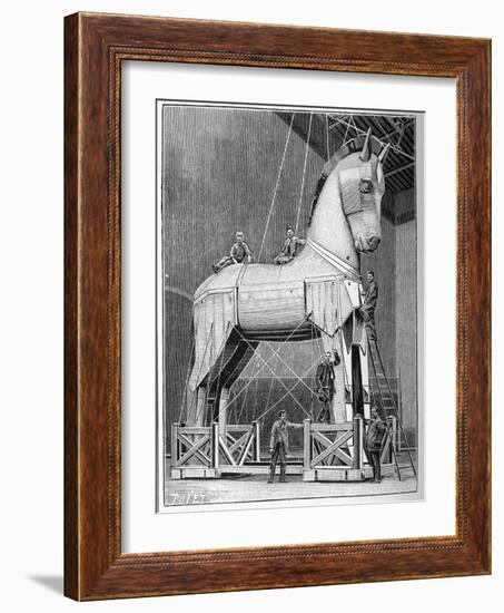 Illustration of Set Builders Working on a Trojan Horse-Stefano Bianchetti-Framed Giclee Print