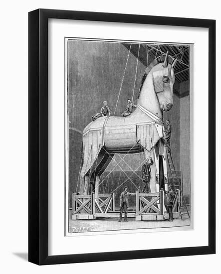 Illustration of Set Builders Working on a Trojan Horse-Stefano Bianchetti-Framed Giclee Print