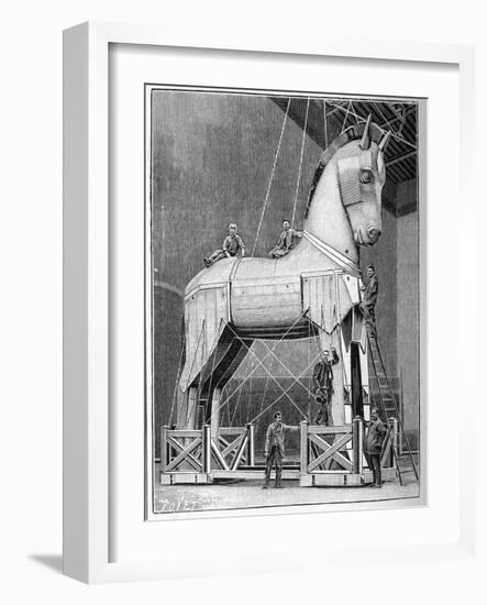 Illustration of Set Builders Working on a Trojan Horse-Stefano Bianchetti-Framed Giclee Print