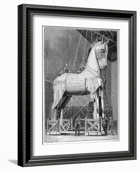 Illustration of Set Builders Working on a Trojan Horse-Stefano Bianchetti-Framed Giclee Print
