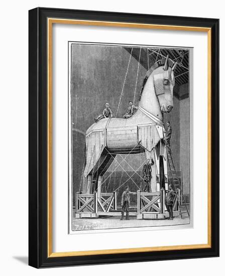 Illustration of Set Builders Working on a Trojan Horse-Stefano Bianchetti-Framed Giclee Print