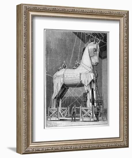 Illustration of Set Builders Working on a Trojan Horse-Stefano Bianchetti-Framed Giclee Print