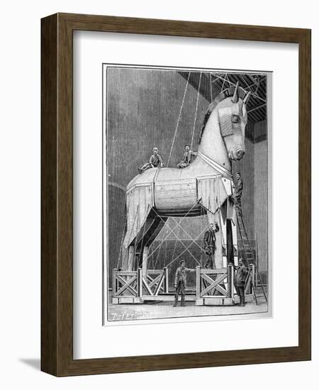 Illustration of Set Builders Working on a Trojan Horse-Stefano Bianchetti-Framed Giclee Print