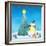 Illustration of Snowman Next to a Chirstmas Tree-null-Framed Giclee Print