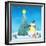 Illustration of Snowman Next to a Chirstmas Tree-null-Framed Giclee Print