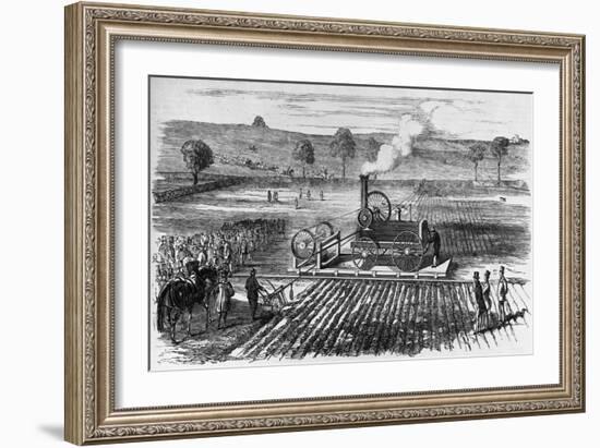 Illustration of Steam Engine Ploughing a Field at Grimsthorpe-null-Framed Giclee Print