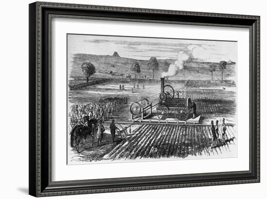 Illustration of Steam Engine Ploughing a Field at Grimsthorpe-null-Framed Giclee Print