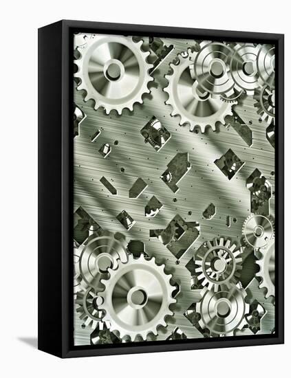 Illustration Of Steampunk Inspired Cogs And Clockwork-clearviewstock-Framed Stretched Canvas