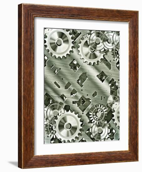 Illustration Of Steampunk Inspired Cogs And Clockwork-clearviewstock-Framed Art Print