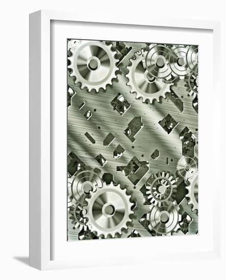 Illustration Of Steampunk Inspired Cogs And Clockwork-clearviewstock-Framed Art Print