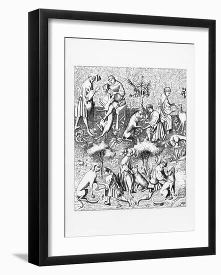 Illustration of the Care and Diseases of Hunting Dogs after Gaston Phoebus-null-Framed Giclee Print