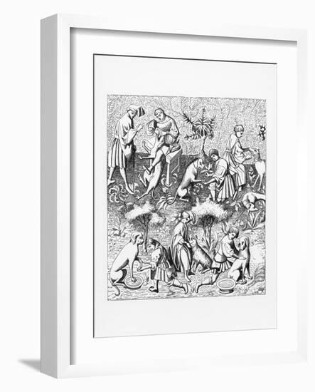 Illustration of the Care and Diseases of Hunting Dogs after Gaston Phoebus-null-Framed Giclee Print