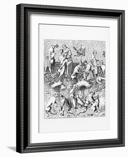 Illustration of the Care and Diseases of Hunting Dogs after Gaston Phoebus-null-Framed Giclee Print