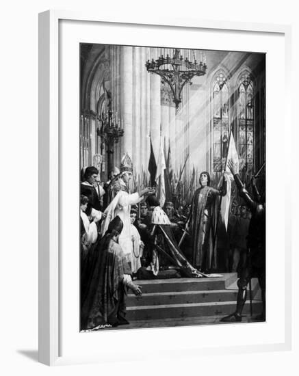 Illustration of the Coronation of the Dauphin in the Cathedral at Rheims ; Joan of Arc Attending-null-Framed Photographic Print