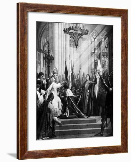 Illustration of the Coronation of the Dauphin in the Cathedral at Rheims ; Joan of Arc Attending-null-Framed Photographic Print