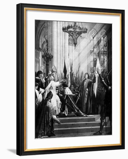 Illustration of the Coronation of the Dauphin in the Cathedral at Rheims ; Joan of Arc Attending-null-Framed Photographic Print