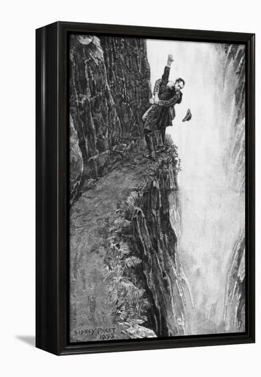 Illustration of the Death of Sherlock Holmes-Sidney Paget-Framed Premier Image Canvas