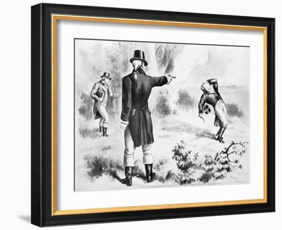 Illustration of the Duel Between Alexander Hamilton and Aaron Burr-null-Framed Giclee Print