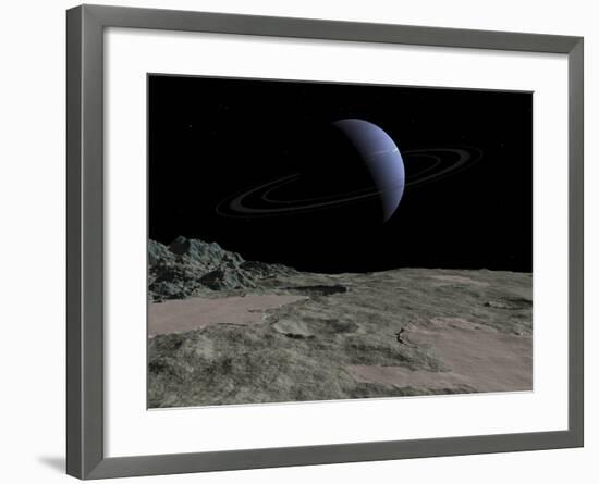 Illustration of the Gas Giant Neptune as Seen from the Surface of its Moon Triton-Stocktrek Images-Framed Photographic Print