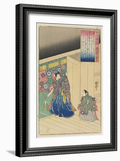 Illustration of the Gon Chu-Nagon Atsutada's Poem, C. 1840-1842-Utagawa Kuniyoshi-Framed Giclee Print