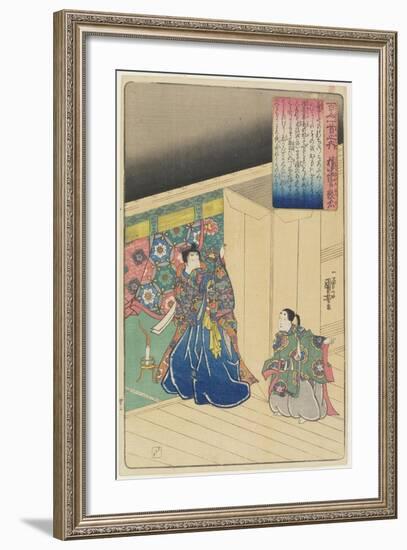 Illustration of the Gon Chu-Nagon Atsutada's Poem, C. 1840-1842-Utagawa Kuniyoshi-Framed Giclee Print