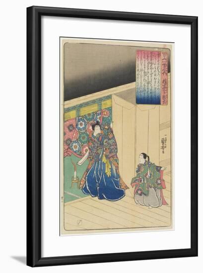 Illustration of the Gon Chu-Nagon Atsutada's Poem, C. 1840-1842-Utagawa Kuniyoshi-Framed Giclee Print