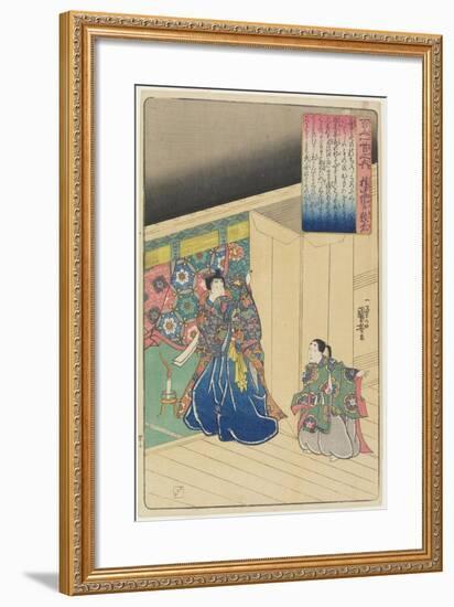 Illustration of the Gon Chu-Nagon Atsutada's Poem, C. 1840-1842-Utagawa Kuniyoshi-Framed Giclee Print