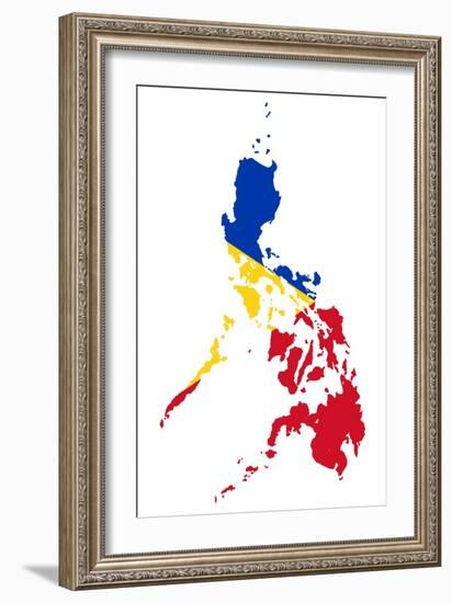 Illustration Of The Philippines Flag On Map Of Country; Isolated On White Background-Speedfighter-Framed Art Print