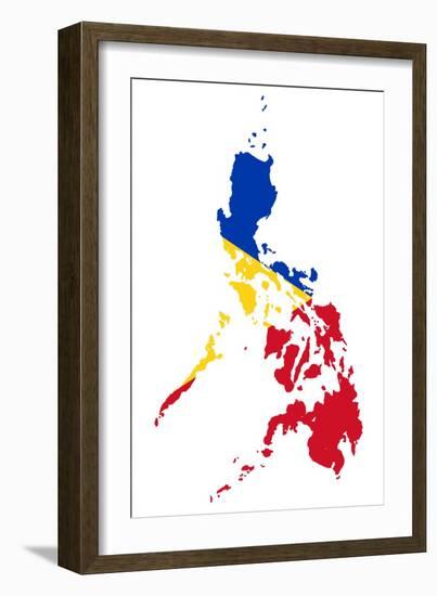 Illustration Of The Philippines Flag On Map Of Country; Isolated On White Background-Speedfighter-Framed Art Print