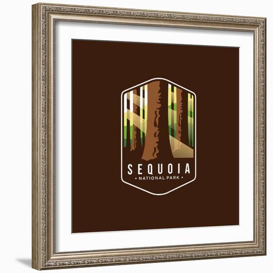 Illustration of the Sequoia National Park Emblem Icon Patch-anjar suwarno-Framed Photographic Print