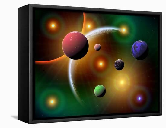 Illustration of the Variations of Stars and Planets in the Milky Way Galaxy-Stocktrek Images-Framed Premier Image Canvas