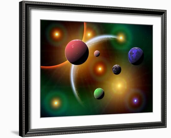 Illustration of the Variations of Stars and Planets in the Milky Way Galaxy-Stocktrek Images-Framed Photographic Print