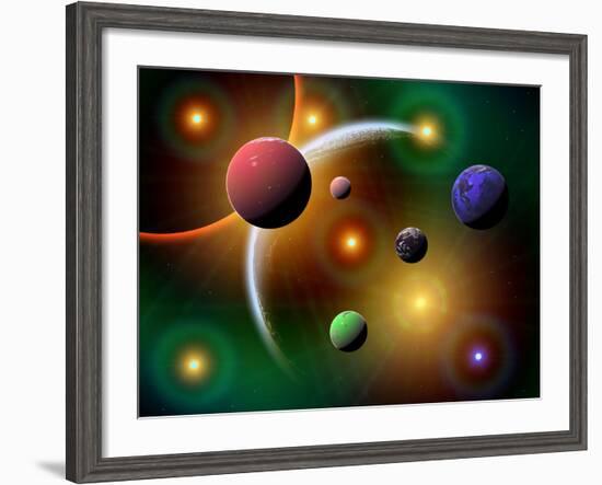 Illustration of the Variations of Stars and Planets in the Milky Way Galaxy-Stocktrek Images-Framed Photographic Print