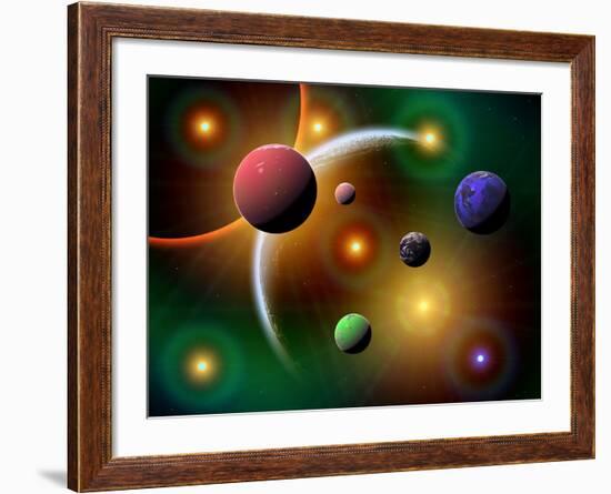 Illustration of the Variations of Stars and Planets in the Milky Way Galaxy-Stocktrek Images-Framed Photographic Print