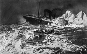 Illustration of the Wreck and Survivors in Lifeboat