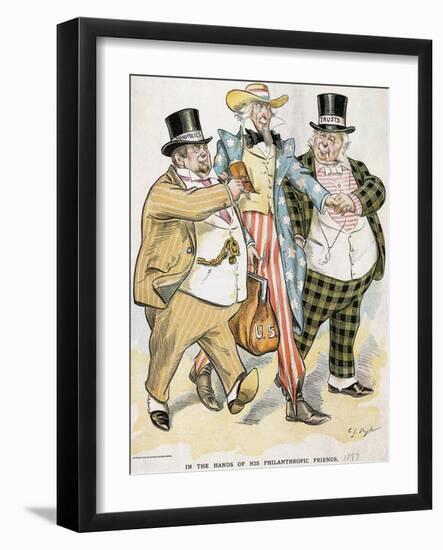 Illustration of Trusts and Monopolies Pickpocketing Uncle Sam-J.C. Taytor-Framed Giclee Print