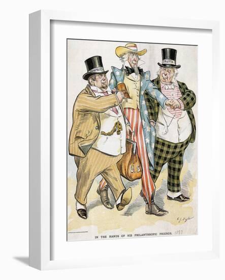 Illustration of Trusts and Monopolies Pickpocketing Uncle Sam-J.C. Taytor-Framed Giclee Print