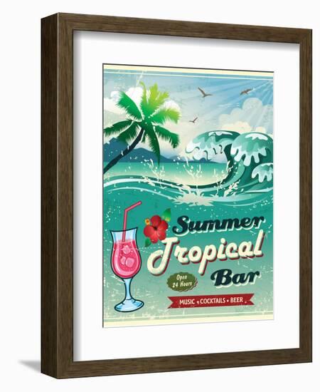 Illustration Of Vintage Seaside Tropical Bar Sign-Catherinecml-Framed Art Print