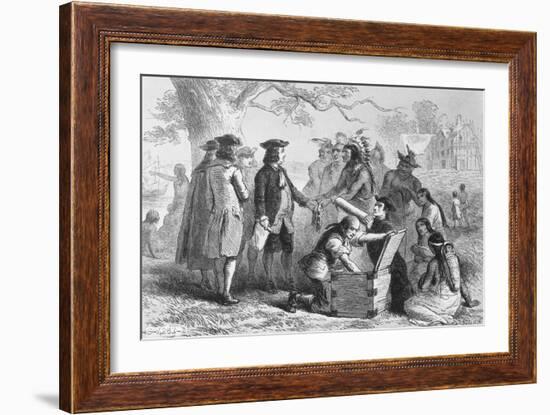 Illustration of William Penn and Native Americans Making Treaty-Philip Gendreau-Framed Giclee Print