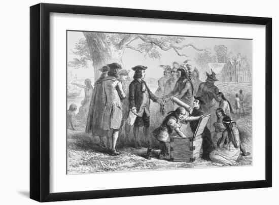 Illustration of William Penn and Native Americans Making Treaty-Philip Gendreau-Framed Giclee Print