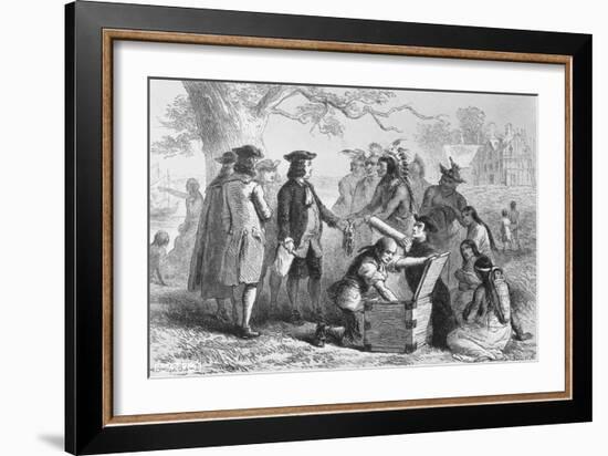 Illustration of William Penn and Native Americans Making Treaty-Philip Gendreau-Framed Giclee Print