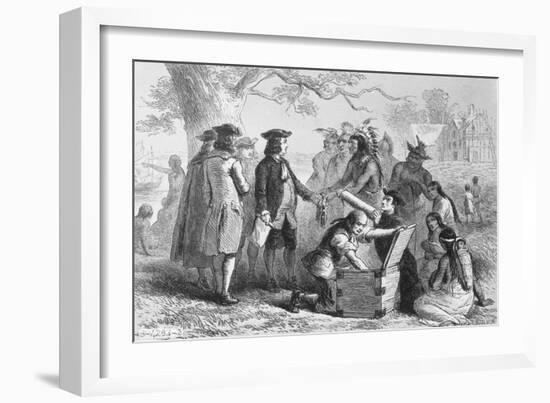 Illustration of William Penn and Native Americans Making Treaty-Philip Gendreau-Framed Giclee Print